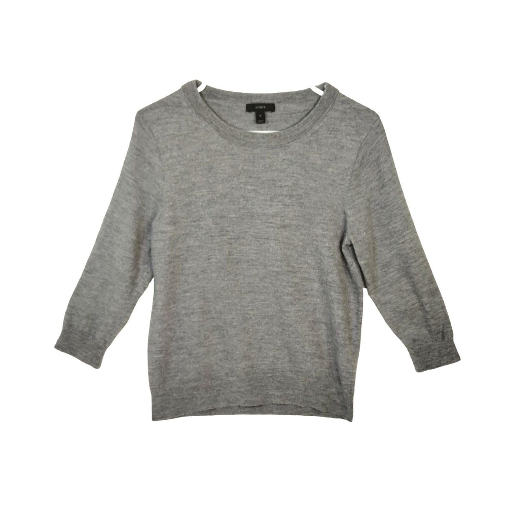 J.Crew Merino Wool Sweater Size S Grey Long Sleeve Scoop Neck Career Gorp Base